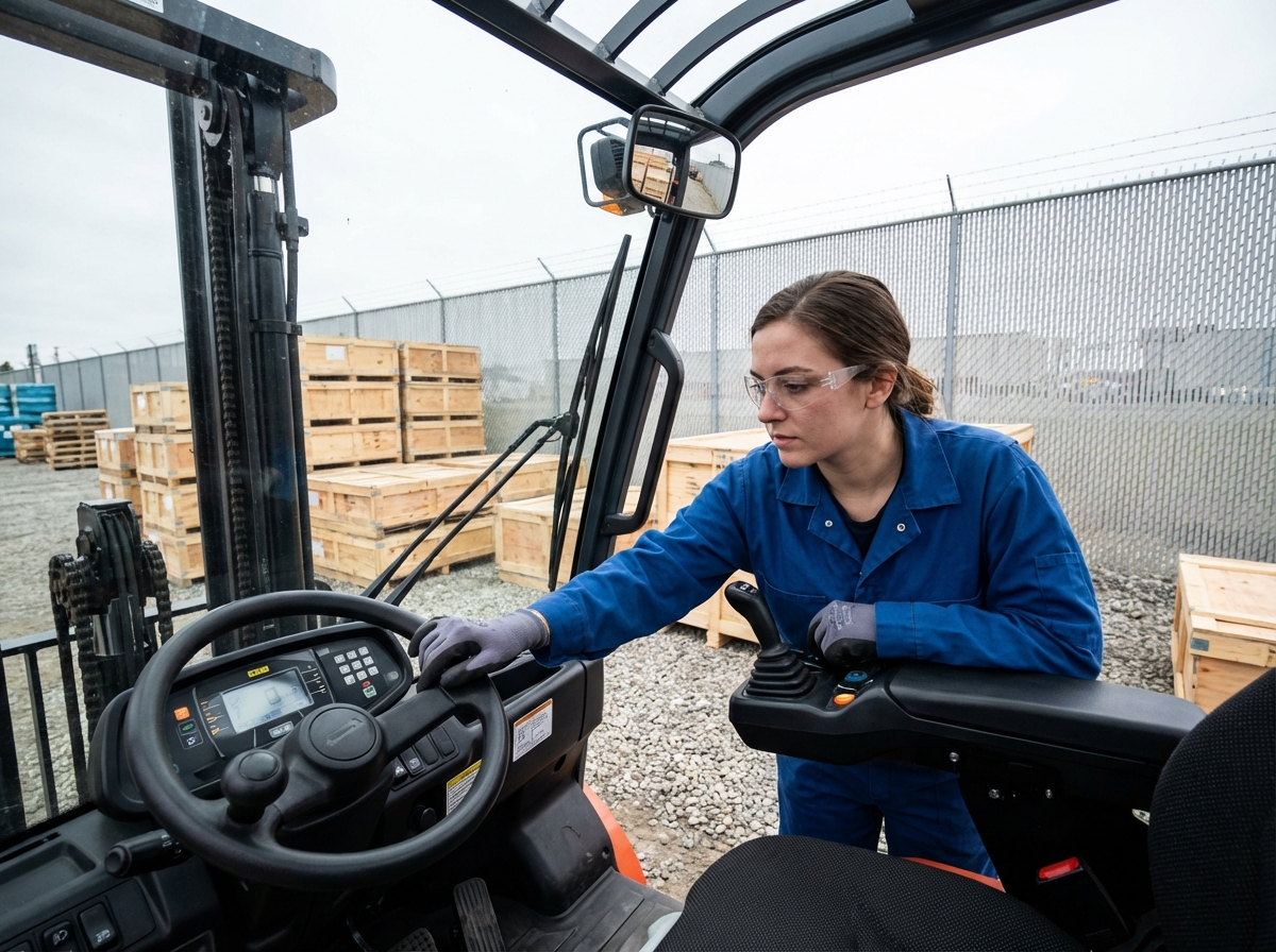 Technicienne inspectant la cabine d