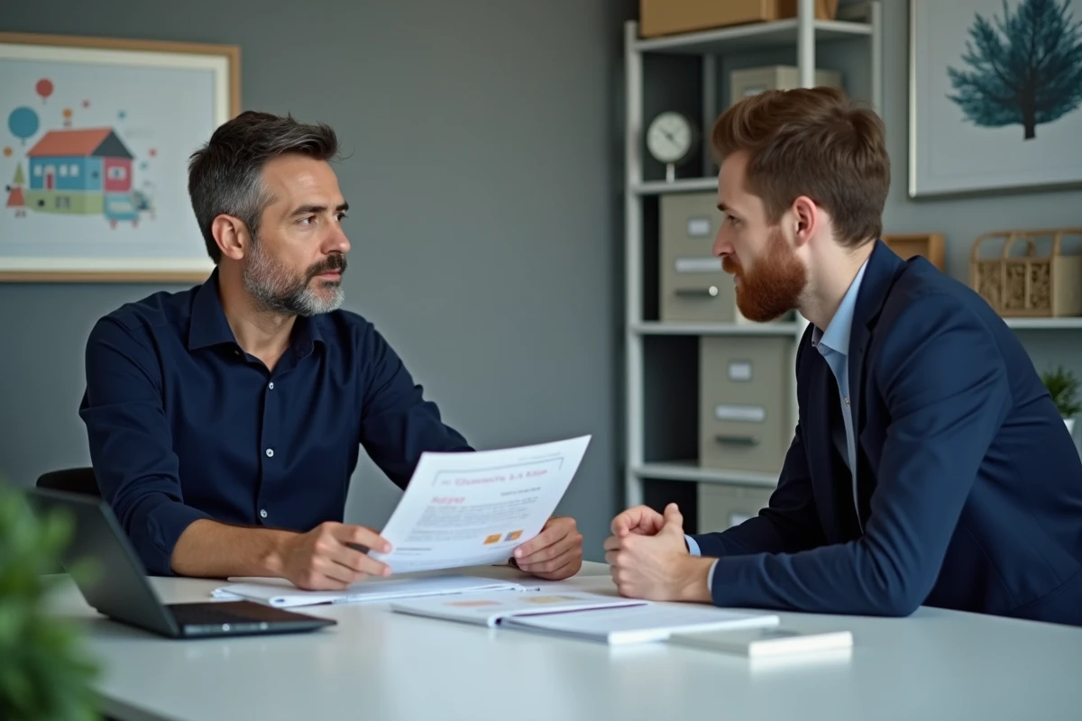 Conseiller logement Halpade présentant un bilan budgétaire à un locataire lors d'un entretien