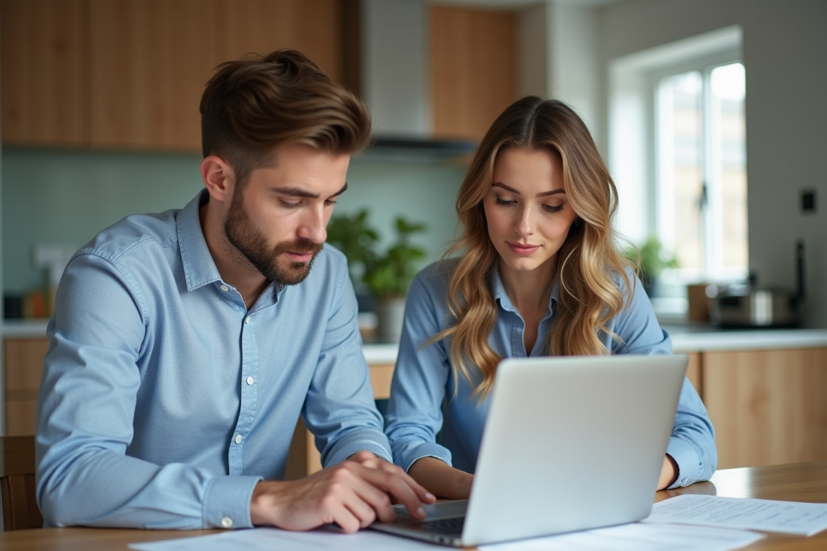 Jeune couple au travail dans une cuisine moderne