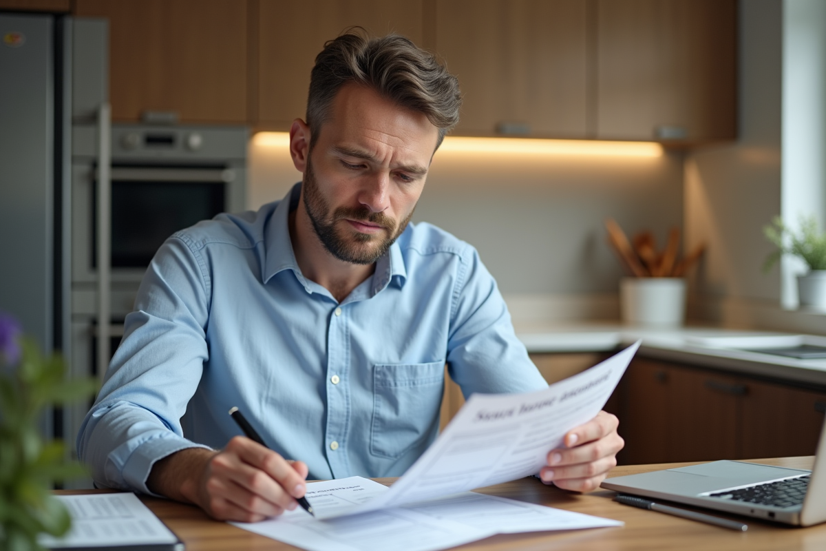 Homme d'âge moyen examinant des documents de gestion financière