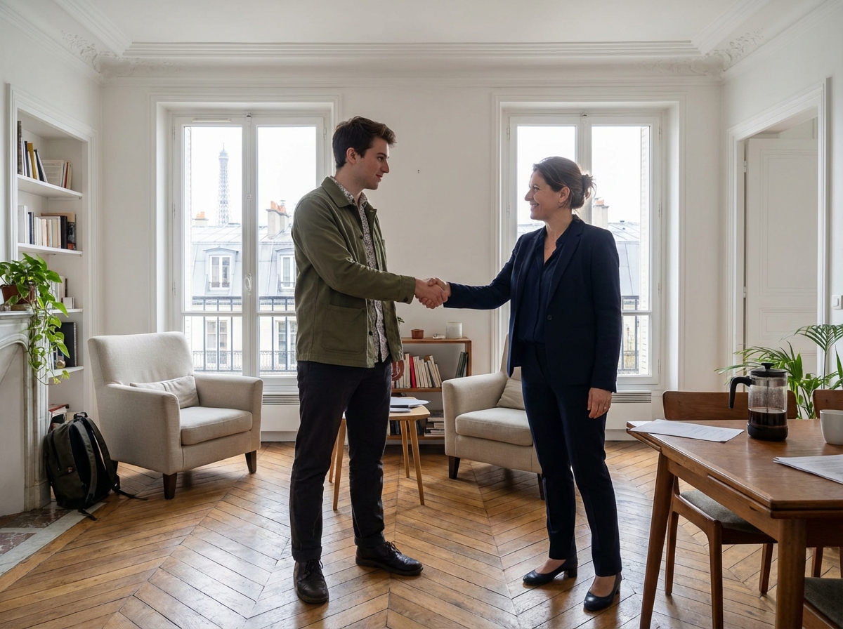 Homme en casual serrant la main d