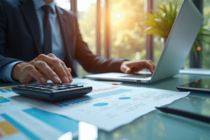 Professionnel analysant des documents financiers et graphiques