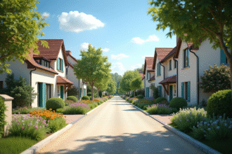 Rue résidentielle paisible à CessonSévigné avec maisons modernes