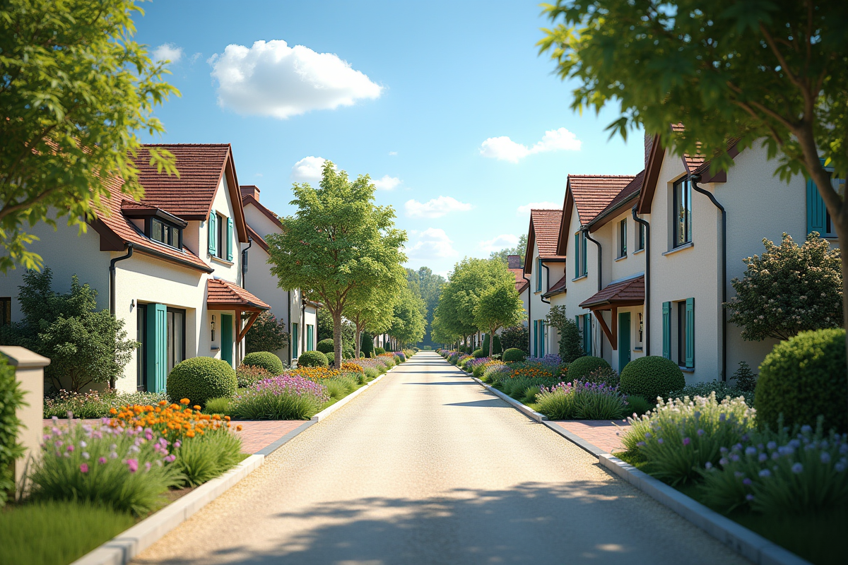 Rue résidentielle paisible à CessonSévigné avec maisons modernes